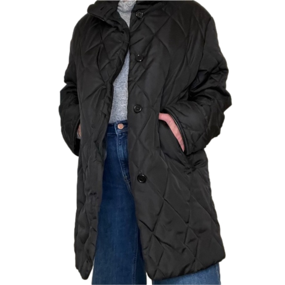 FEN-NELLI Quilted Black Barn Coat Mid Weight, fit XL to 2X Spring Fall Jacket